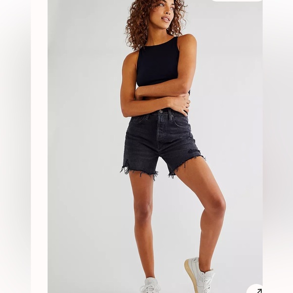 AGOLDE Riley Shorts High Rise Denim Distressed Black Washed Retro Y2K size 30 - Picture 2 of 14